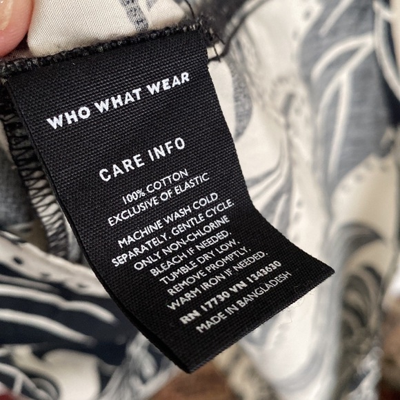 Who what wear dress midi black‎ white floral tropical NEW small - Picture 6 of 6